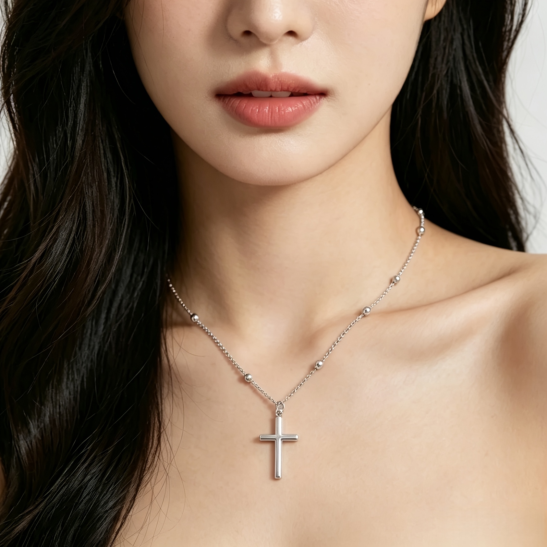 Women's Simple Cross Pendant Necklace, Thoughtful Gift